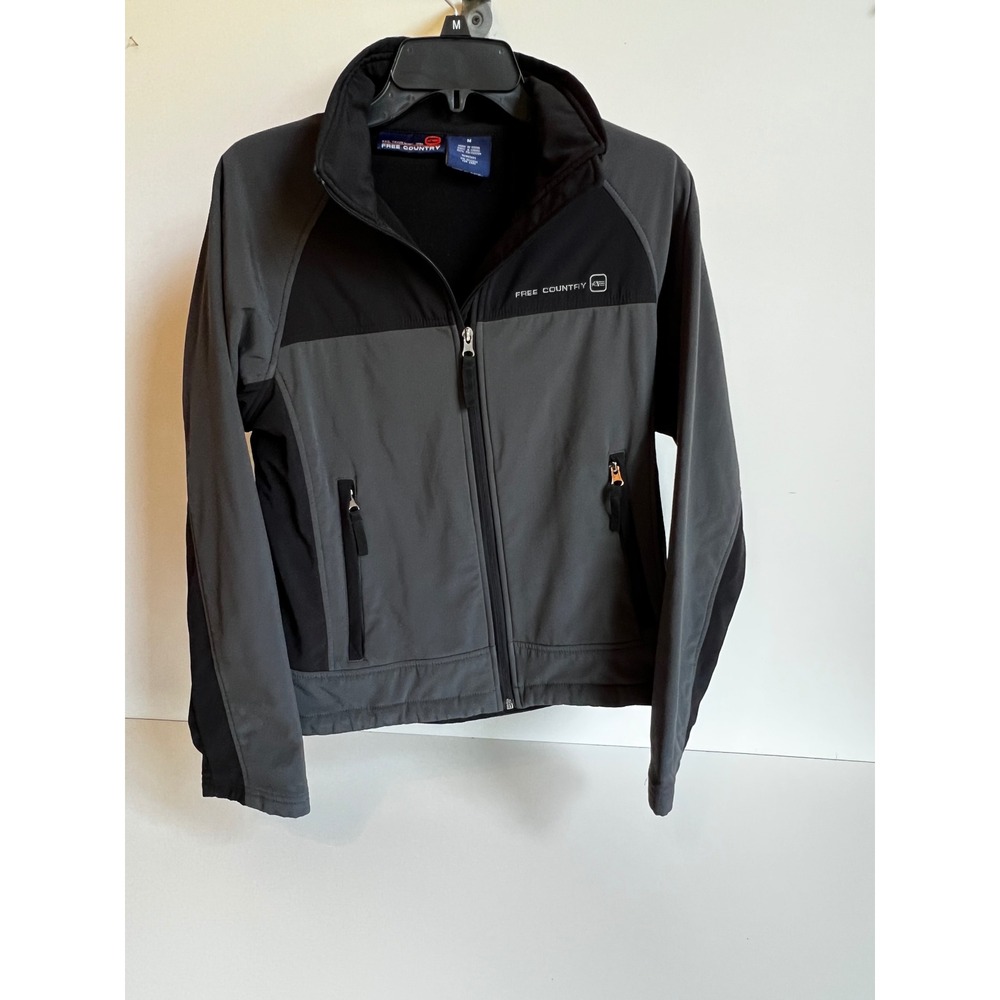 Free Country Softshell Jacketβ Full Zip Gray Black Outdoor Activewear Coat Sz M